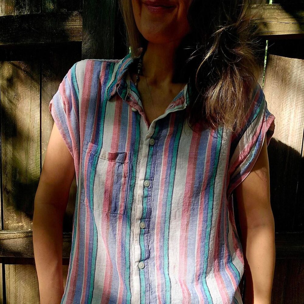 Orvis Women's Blue and Pink Shirt